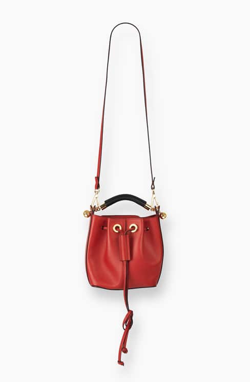 SMALL GALA BUCKET BAG IN SMOOTH CALFSKIN paprika red
