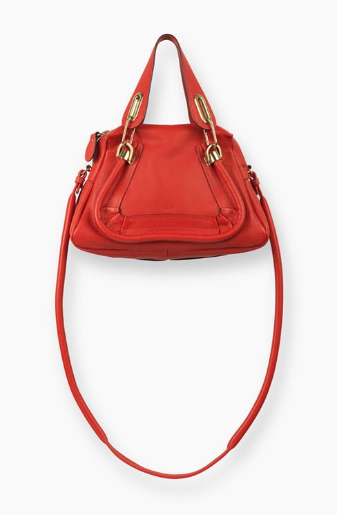 SMALL PARATY BAG IN GRAINED CALFSKIN paprika red
