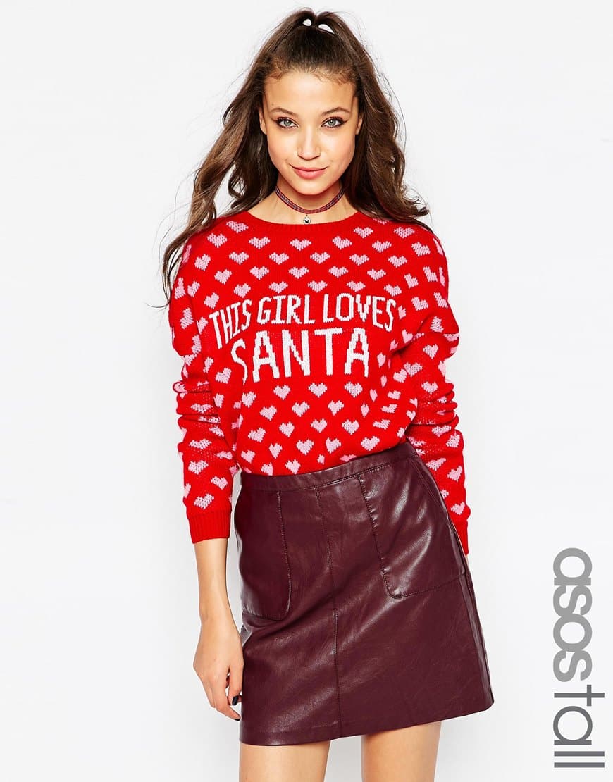Maglione natalizio con scritta "This Girl Loves Santa"