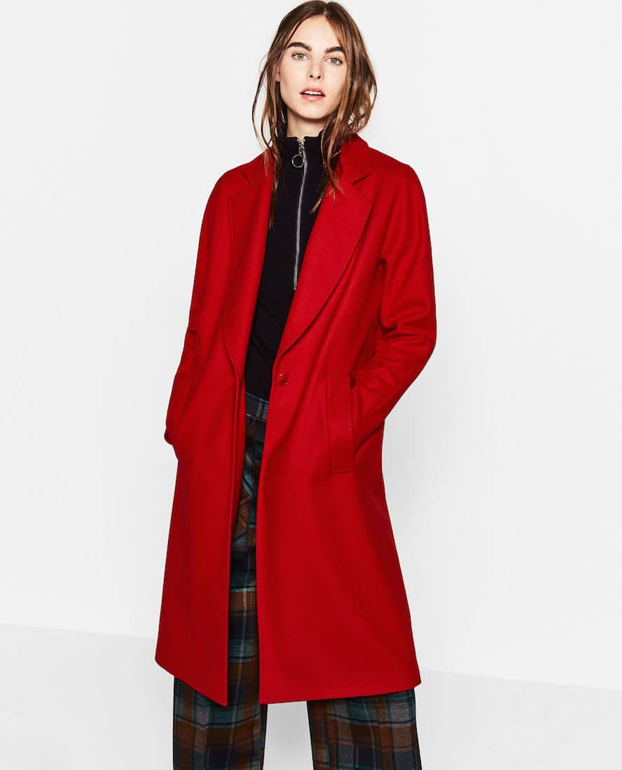 Zara красное пальто