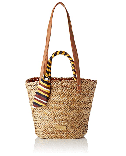 GETS Borsa da donna in paglia colorata chic intrecciata borsa estiva da spiaggia borsa a mano casual 