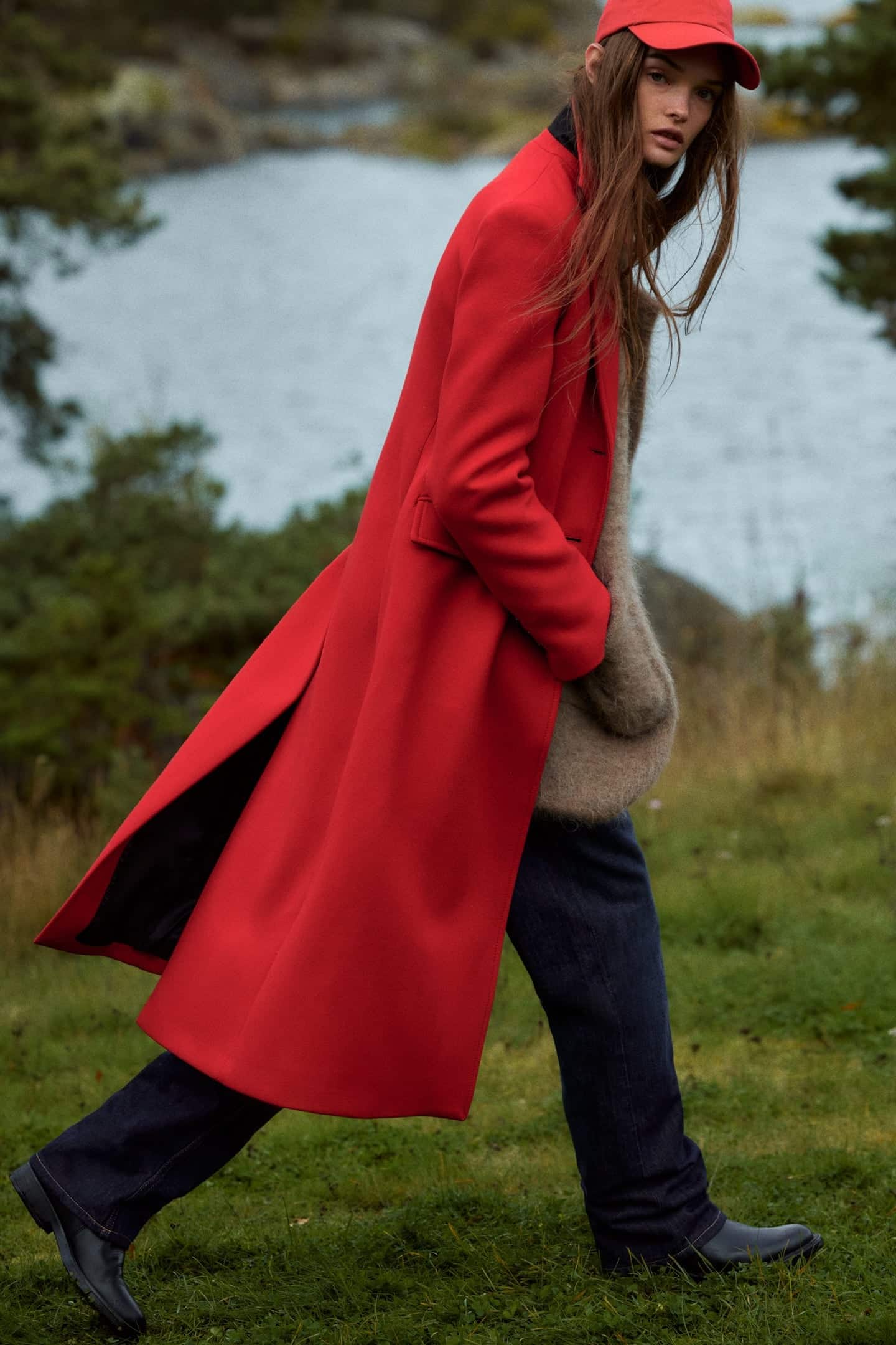 cappotto rosso in misto lana Zara