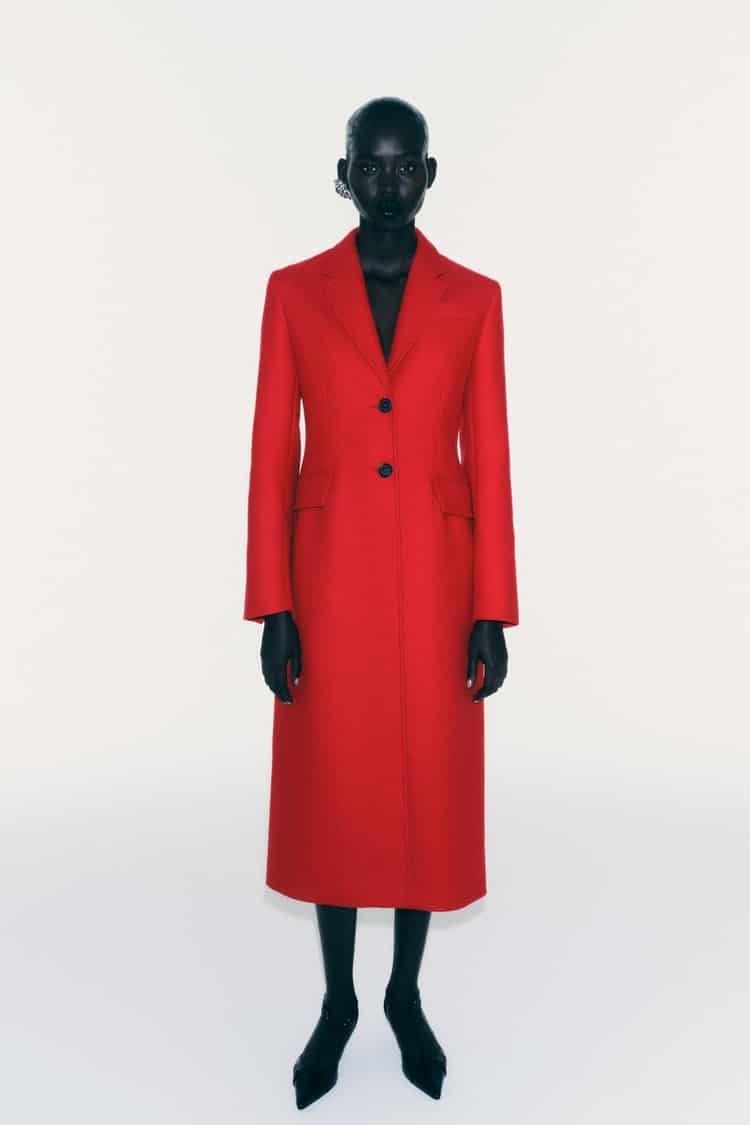 cappotto rosso in lana attillato Zara